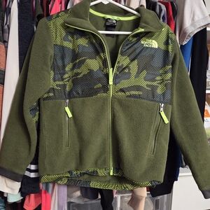 The North Face Olive and Neon Green Fleece Jacket